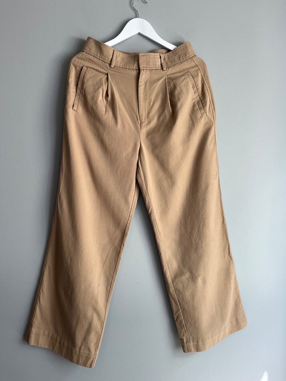 Everlane Wide Leg Pleated Trousers Women's 6S Khaki Workwear Old Money Chic